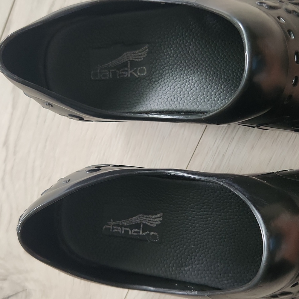 Dansko Slip Resistant Floral Black Embossed Women's Clogs - Picture 5 of 5